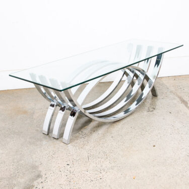 Mid Century Modern Coffee Table Chrome Glass Rectangular Vintage Sculptural Mcm