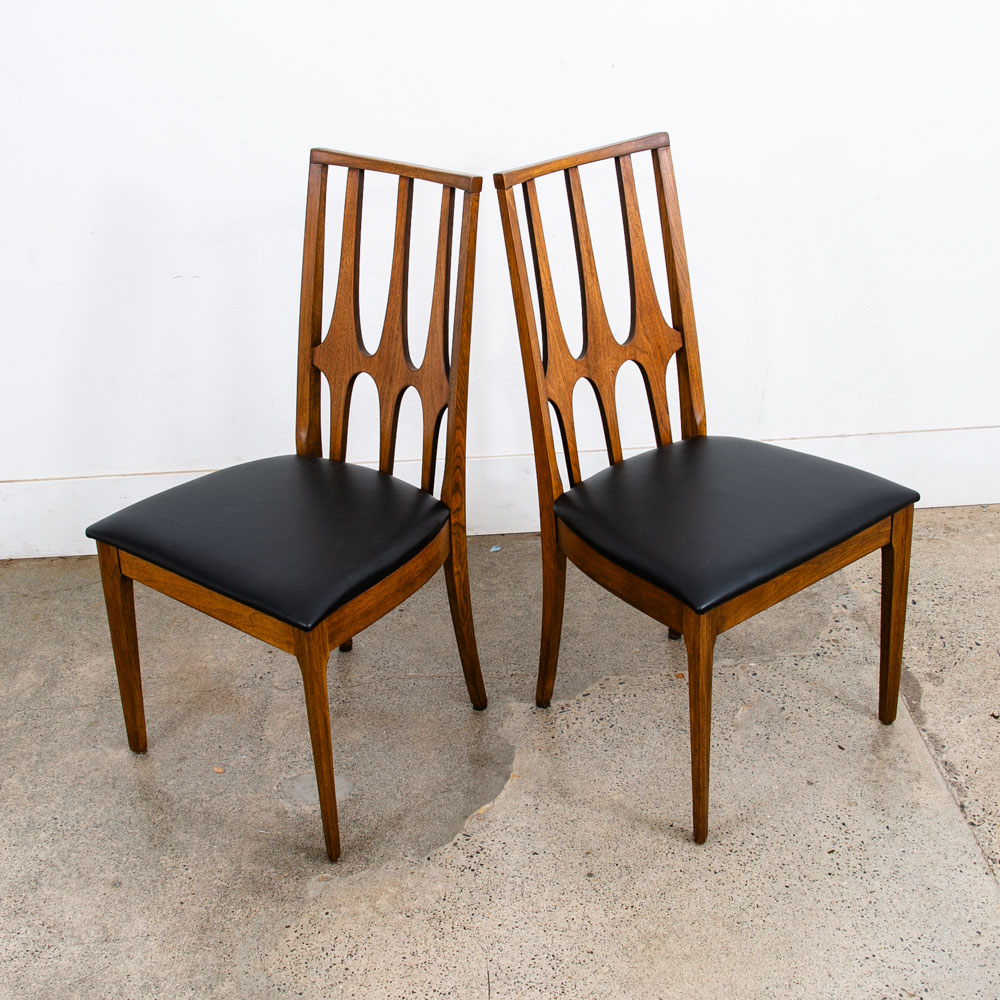 Mid Century Modern Dining Chairs Set 4 Broyhill Brasilia Back Black Lenoir Chair - Image 3