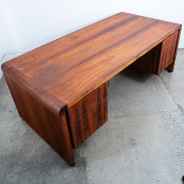 Mid Century Modern Desk Office Cabinet 5 Drawer Walnut Wood File Large Executive