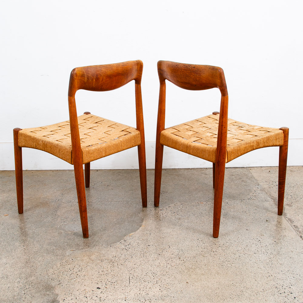 Mid Century Danish Modern Dining chair Set Pair Dyrlund Solid Teak Vintage Mcm - Image 2