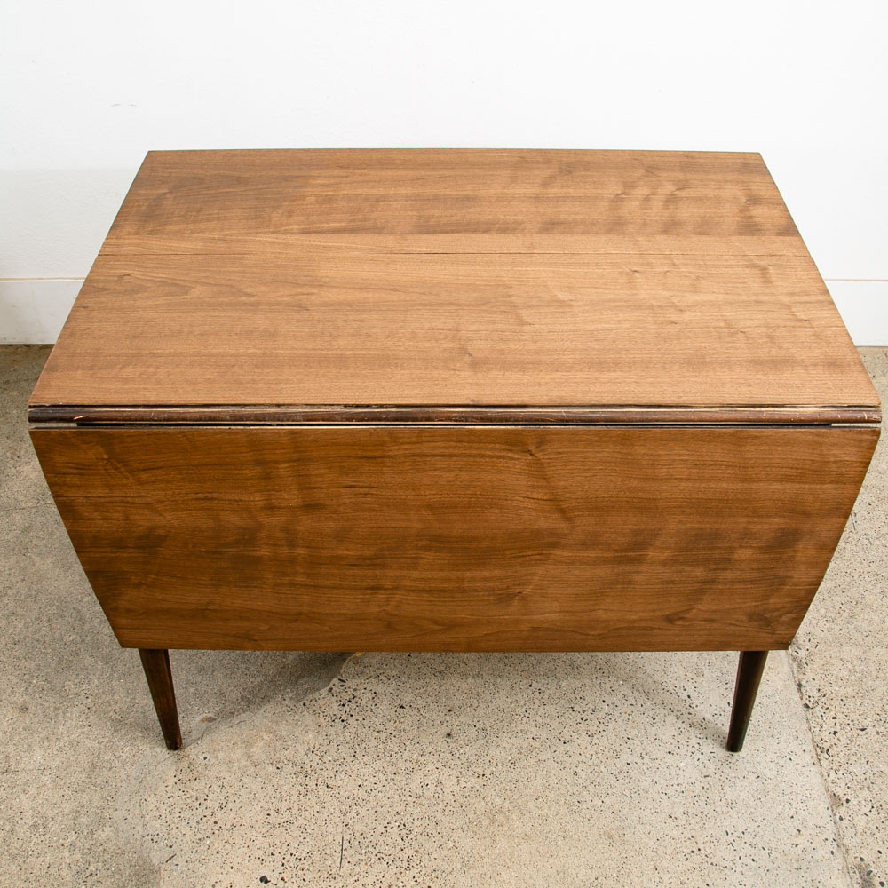 Mid Century Modern Dining Table Broyhill Walnut Drop Leaf x2 Rectangular Mcm 61" - Image 11