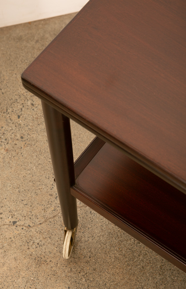 Mid Century Danish Modern Serving Cart Ole Wanscher Mahogany Bar Tray Trolley NM - Image 8