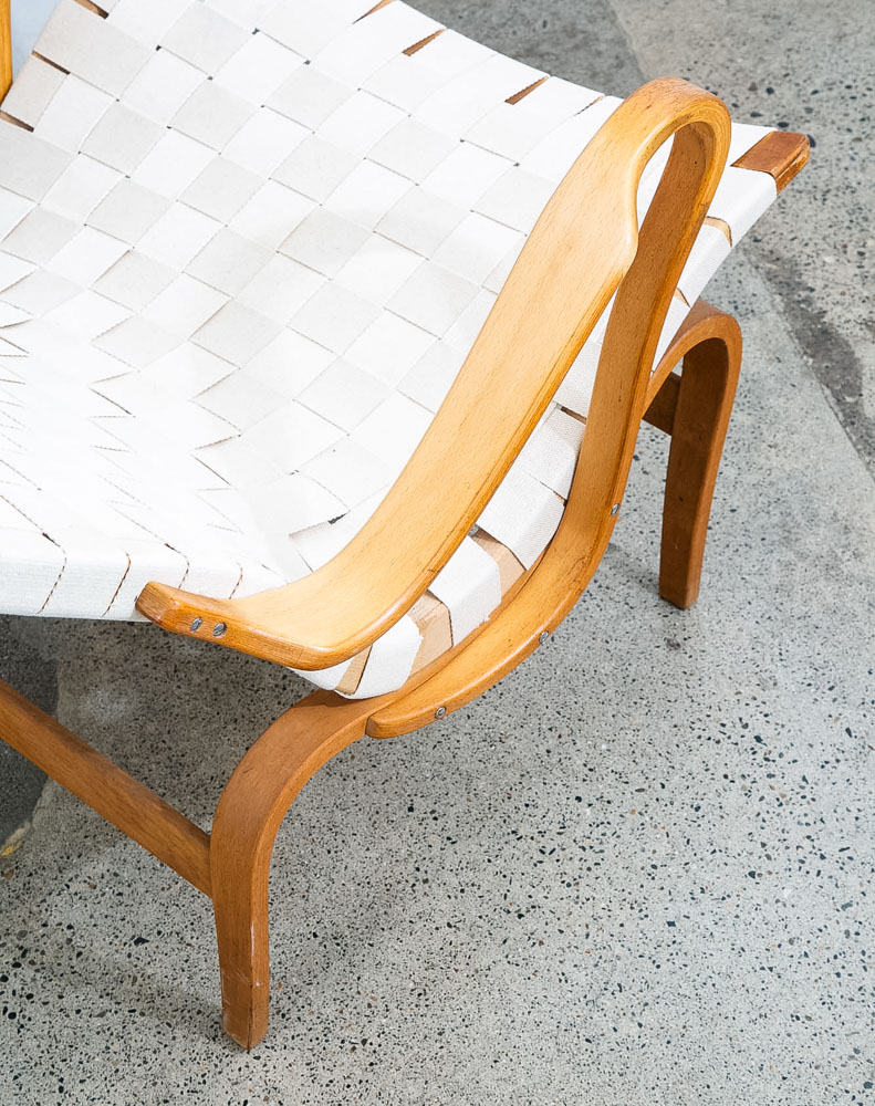 Mid Century Danish Modern Lounge Chairs Dux Bruno Mathsson Pernilla Canvas White - Image 9