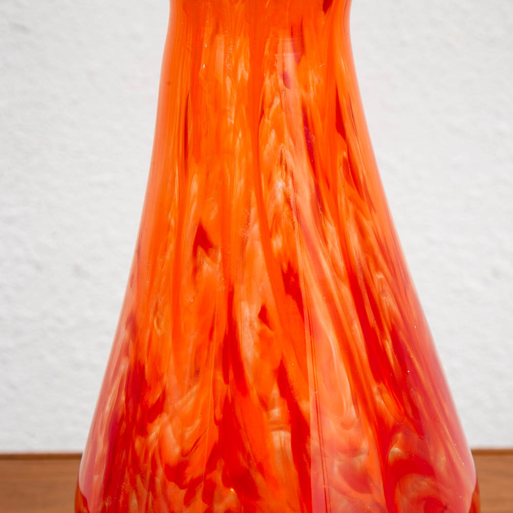 Mid Century Modern Kenneth Marin Handblown Art Glass Vase Orange Amber Tall Round - Image 6