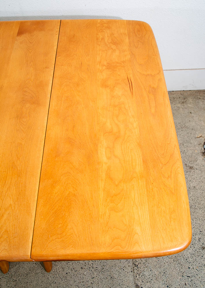 Mid Century Modern Dining Table Solid Wood Wishbone Drop Heywood Wakefield Leaf - Image 9