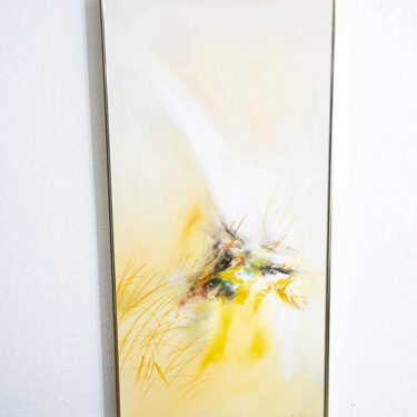 Mid Century Modern Framed Painting Art Abstract Expressionism White Yellow Mcm