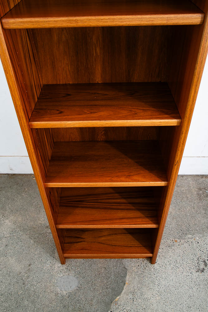 Mid Century Danish Modern Bookshelf Tall Teak Wood Shelving 6 Shelf Compact 22" - Image 9