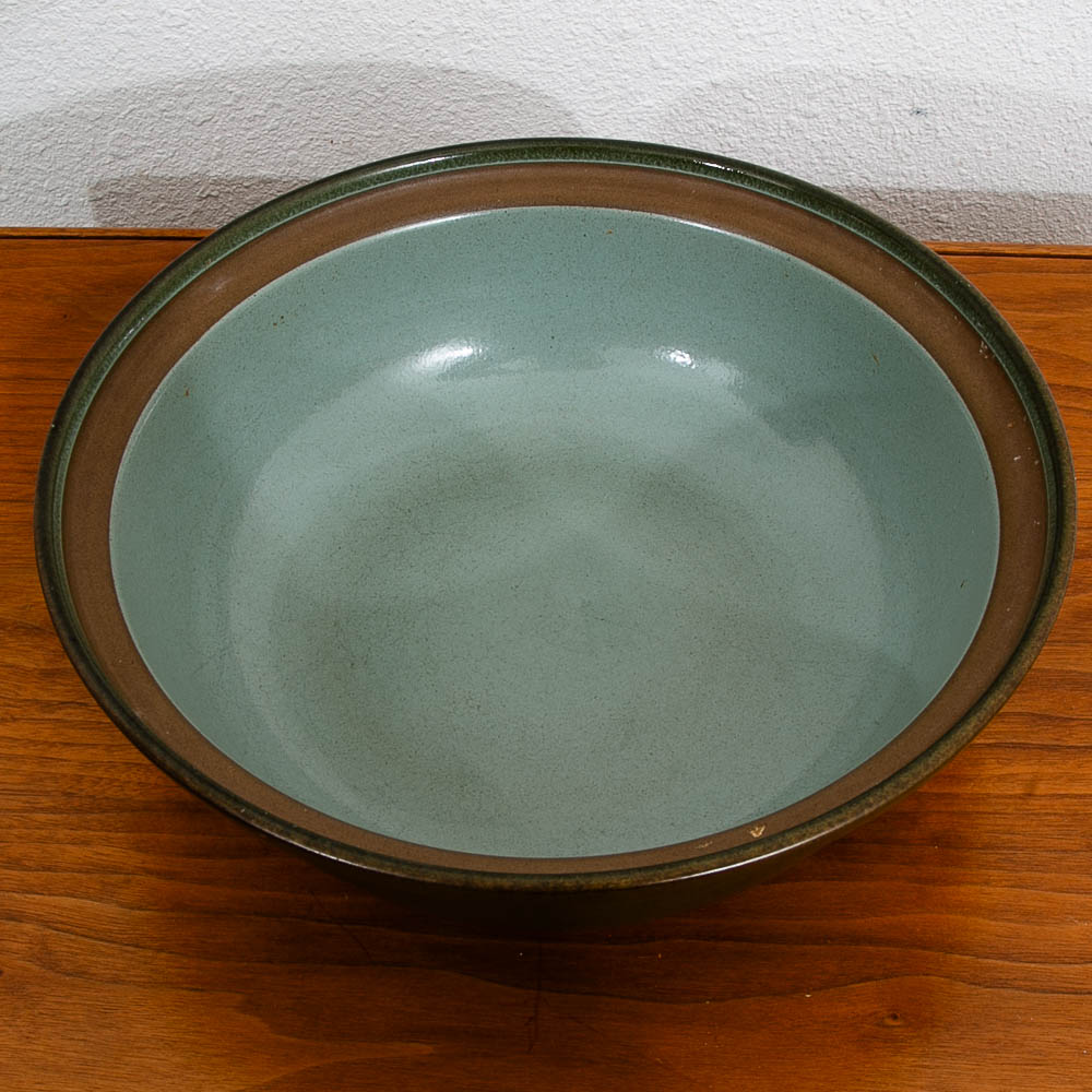 Mid Century Modern Large Round Bowl Heath Ceramics Green Teal Brown Round Mcm - Image 6