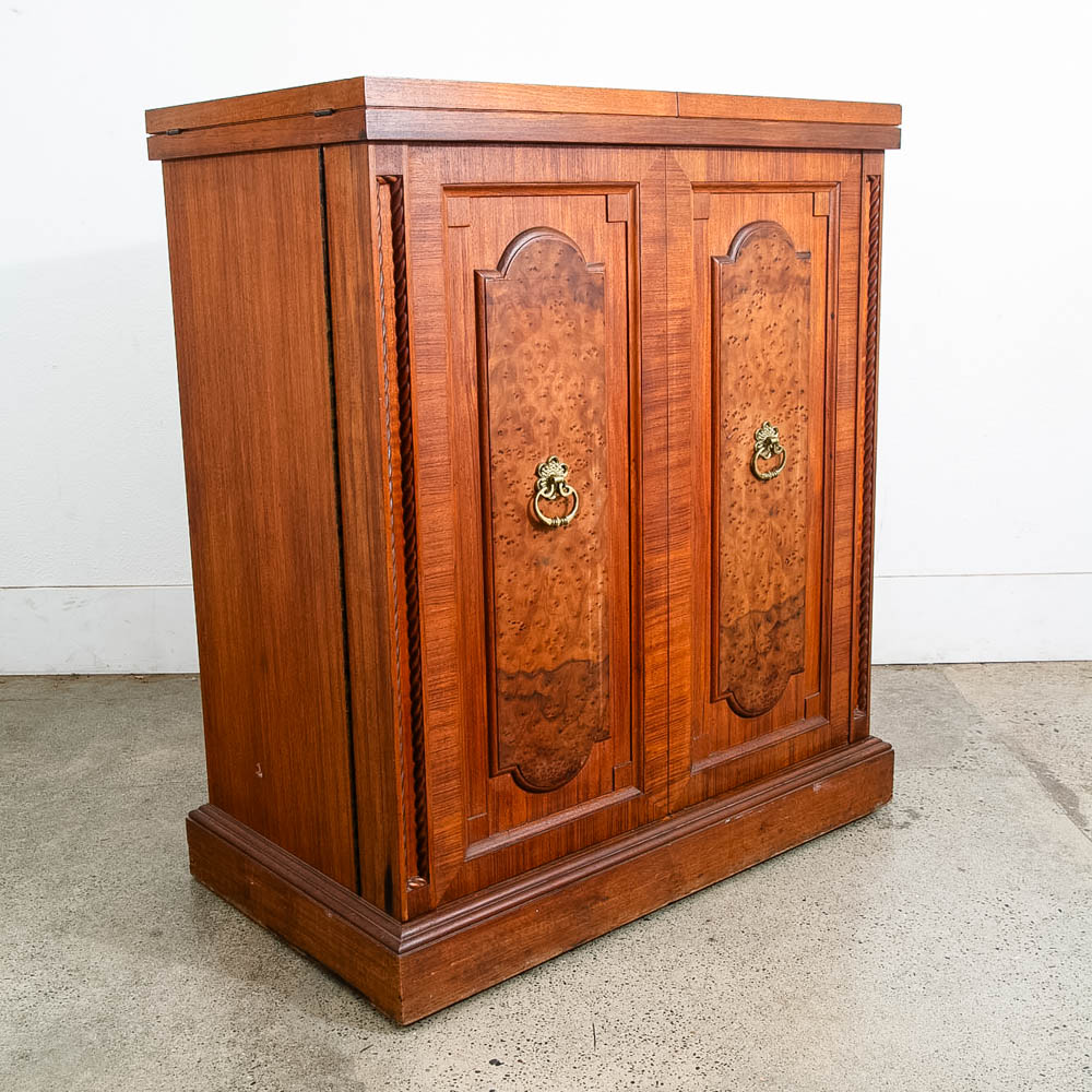 Mid Century Modern Cabinet Custom Bar Liquor Teak Marble Expanding Doors Wine - Image 9