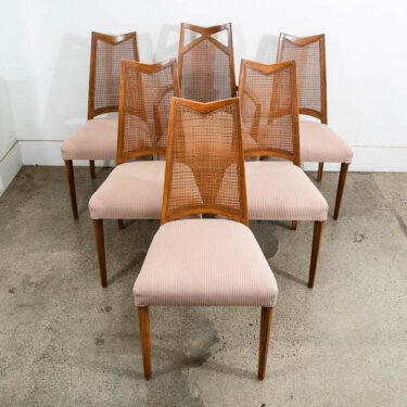 Mid Century Modern Dining Chairs 6 Drexel Pinnacle Salmon Brown High Back Cane