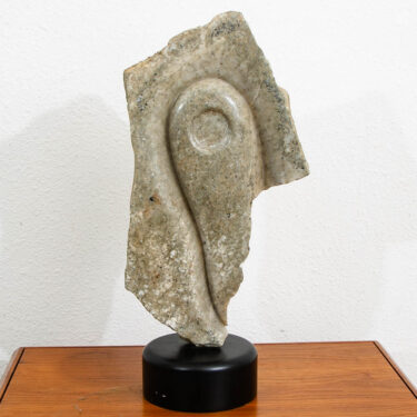 Mid Century Modern Abstracted Stone Sculpture Statue Carved Marble with Wooden Base