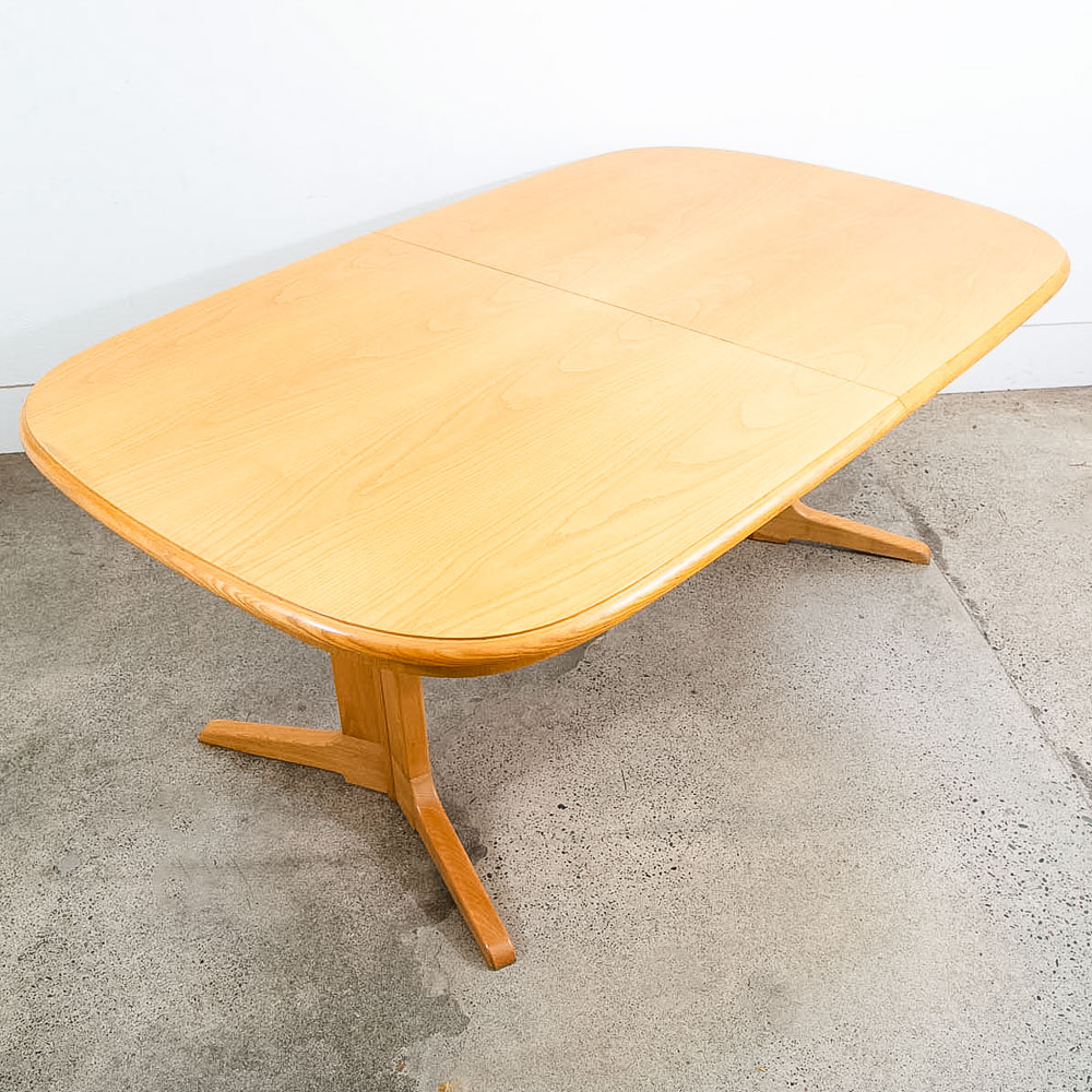 Mid Century Modern Dining Table Rectangular Rounded Blonde Mahogany Vintage Mcm - Image 8