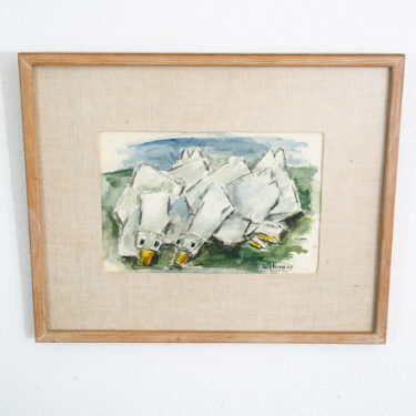 Mid Century Modern Watercolor George Constant Geese Signed Painting Original