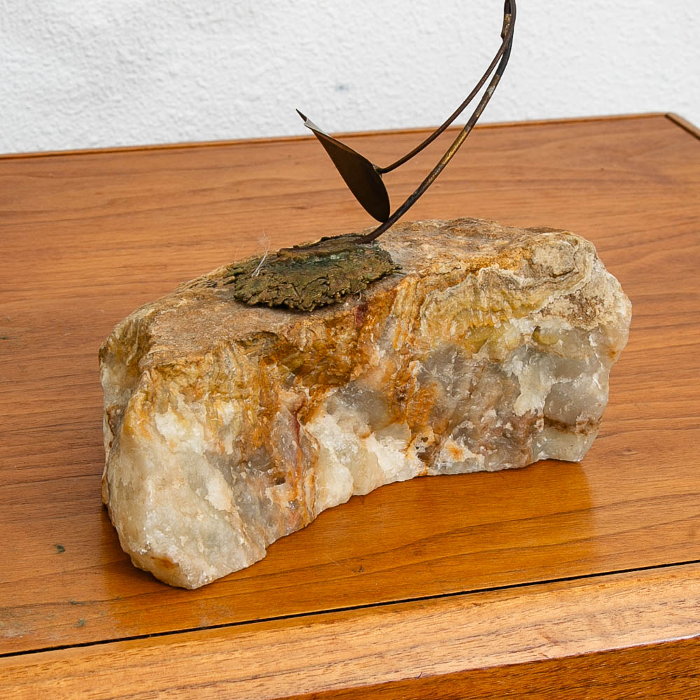 Mid Century Modern Brass Metal Humming Bird and Flower Statue by Unknown Artist - Image 10