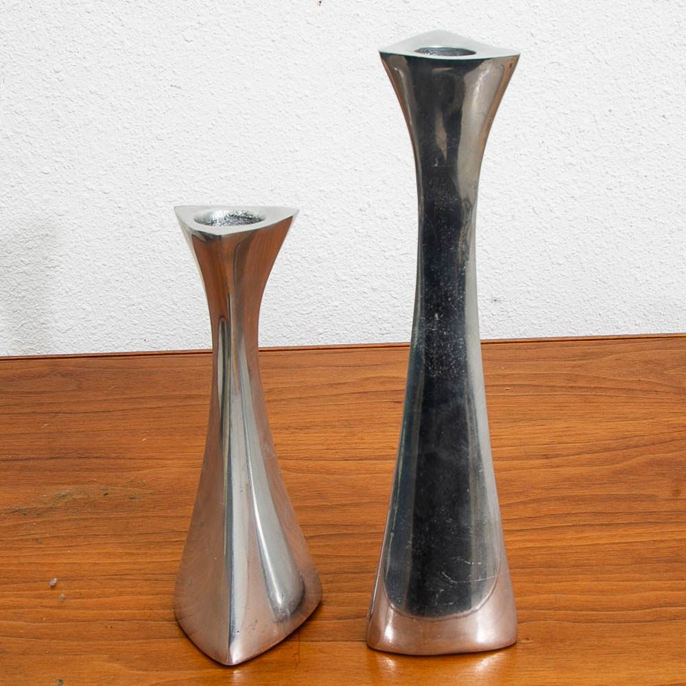 Mid Century Modern Nambe Candle Holders Set Two Made from Nambé Alloy Vintage Mcm - Image 9
