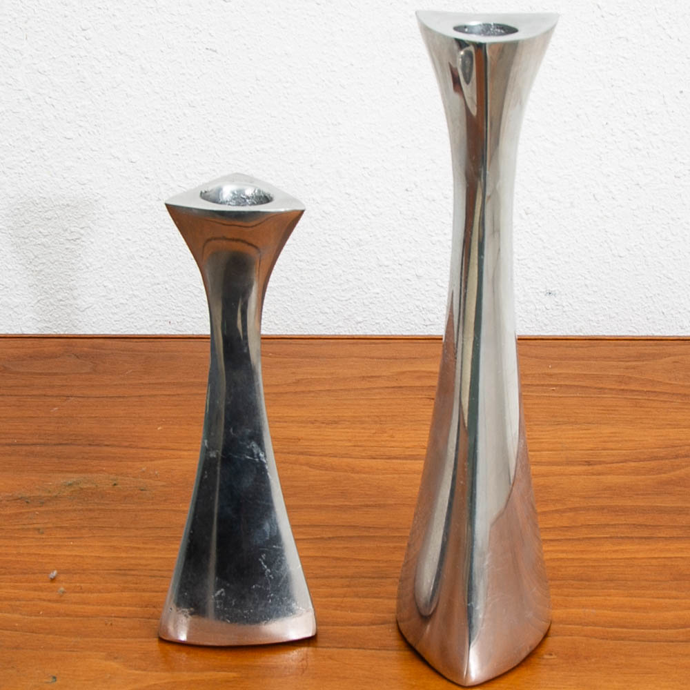 Mid Century Modern Nambe Candle Holders Set Two Made from Nambé Alloy Vintage Mcm - Image 7