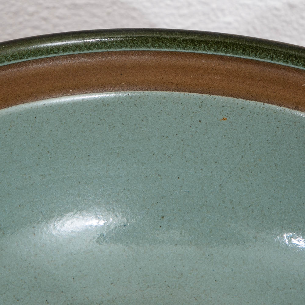 Mid Century Modern Large Round Bowl Heath Ceramics Green Teal Brown Round Mcm - Image 5