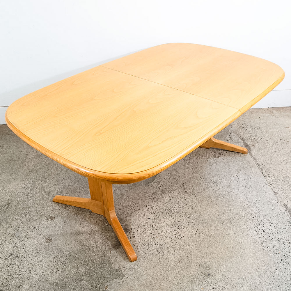 Mid Century Modern Dining Table Rectangular Rounded Blonde Mahogany Vintage Mcm