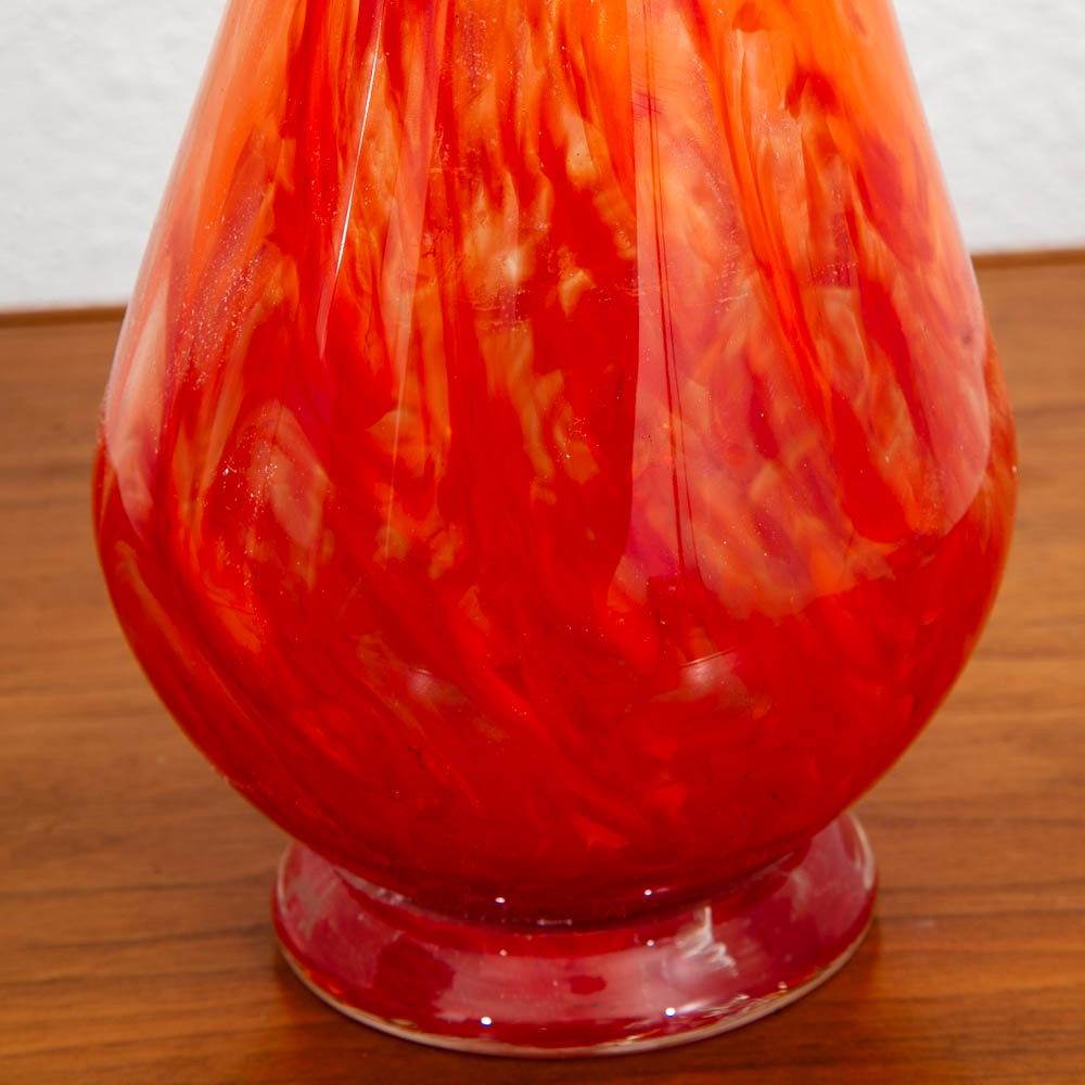 Mid Century Modern Kenneth Marin Handblown Art Glass Vase Orange Amber Tall Round - Image 4