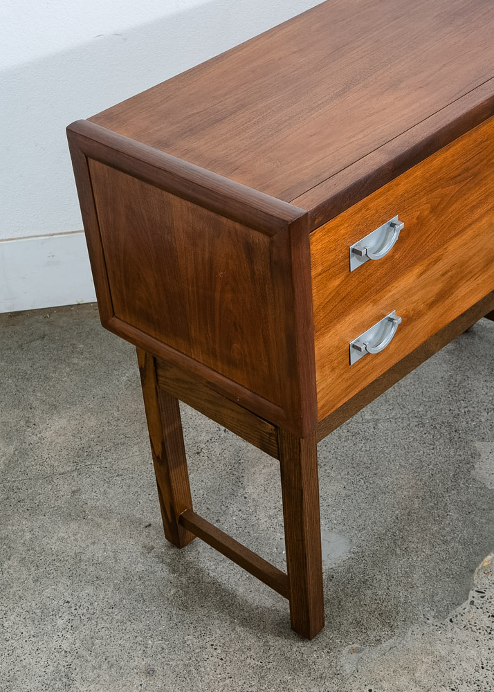 Mid Century Modern Cabinet Dresser 2 Drawer Walnut Chest Danish Tung Si Vintage - Image 11