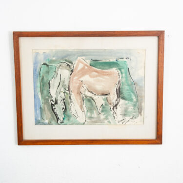 Mid Century Modern Watercolor George Constant Horses Signed Painting Original