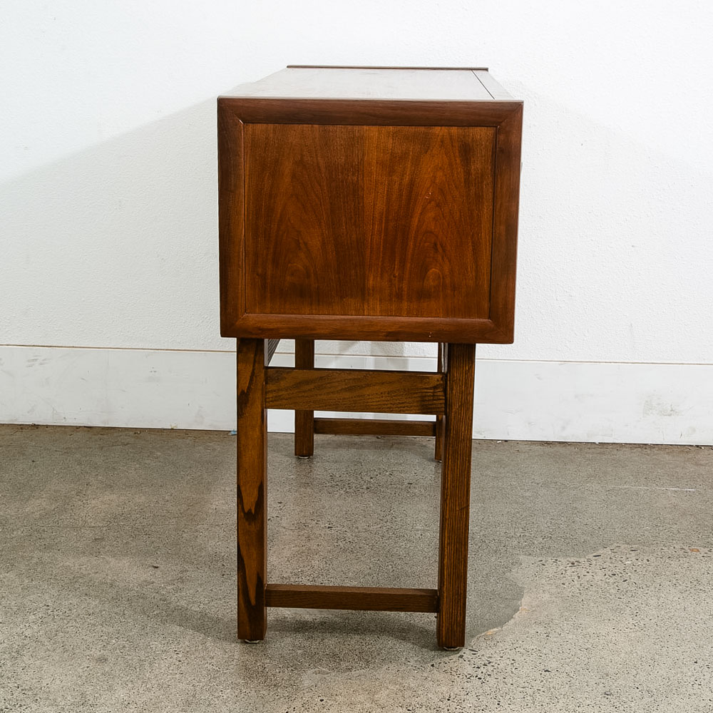 Mid Century Modern Cabinet Dresser 2 Drawer Walnut Chest Danish Tung Si Vintage - Image 3