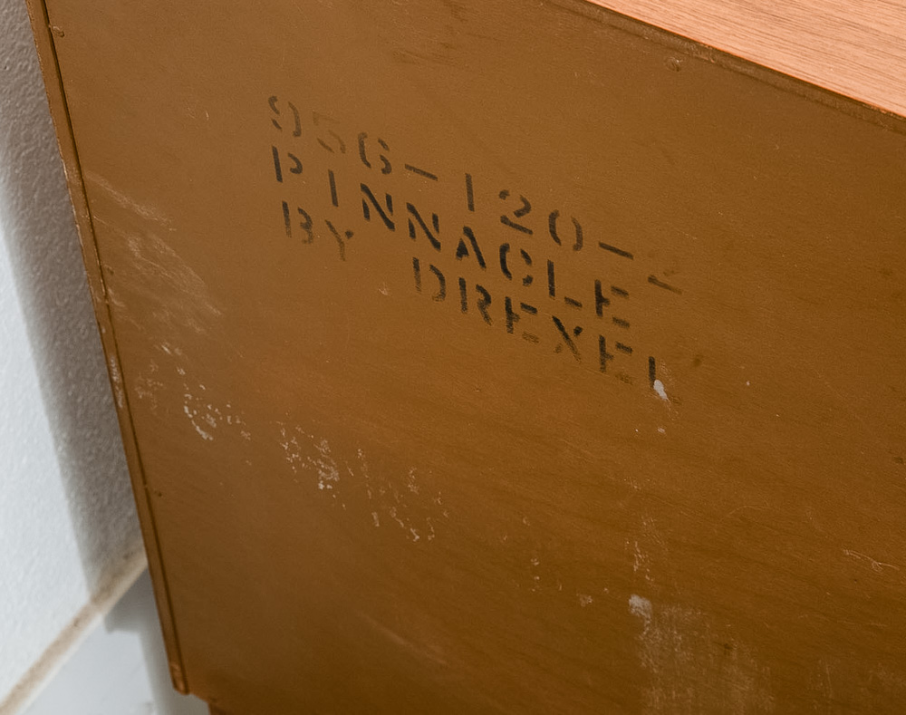 Mid Century Modern Dresser Credenza 3 Drawer Drexel Pinnacle Mcm Walnut Cabinet - Image 9