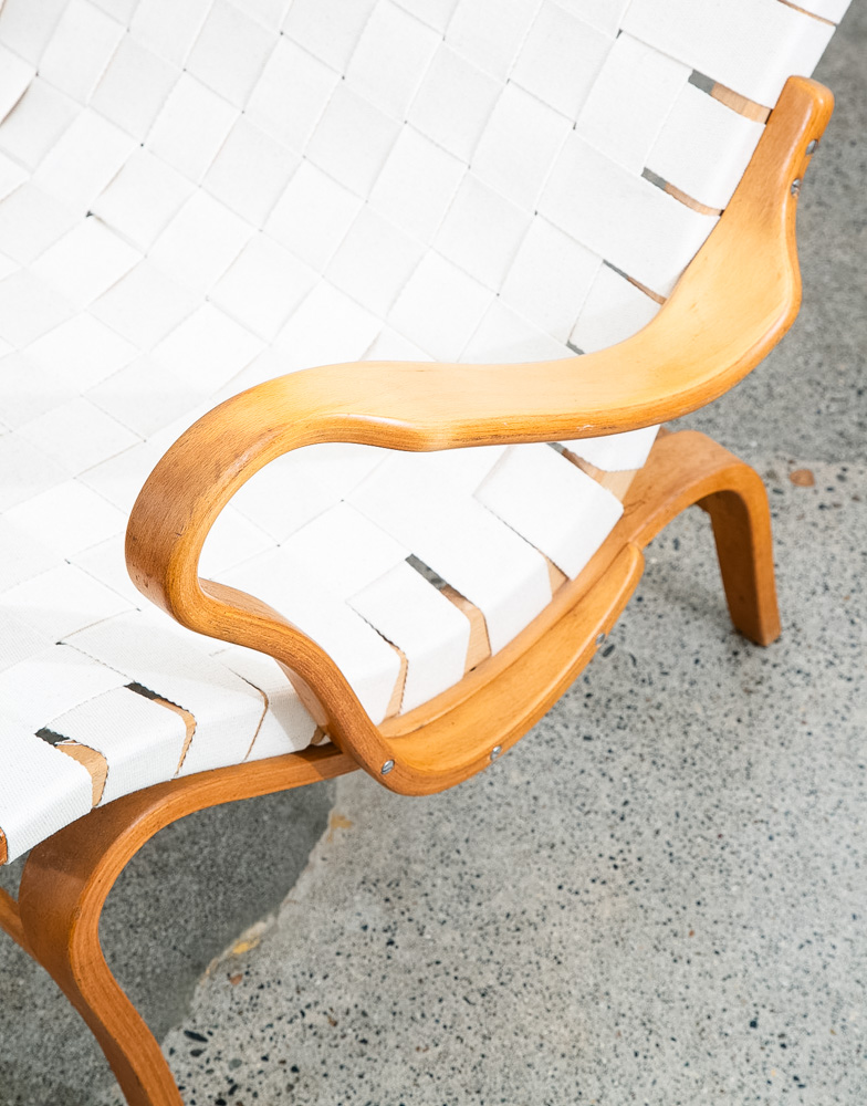 Mid Century Danish Modern Lounge Chairs Dux Bruno Mathsson Pernilla Canvas White - Image 7