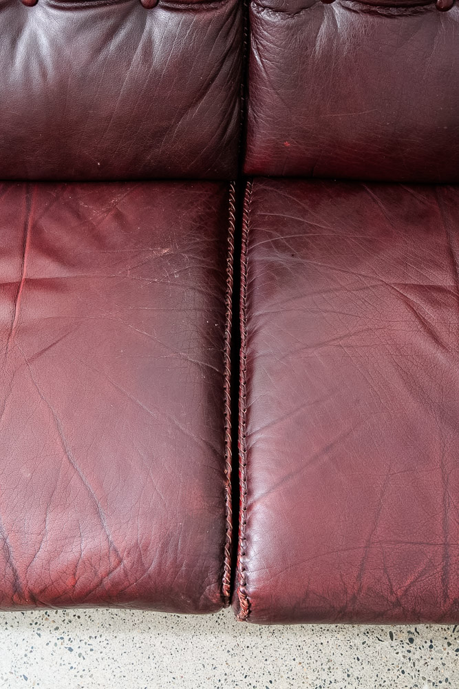 Mid Century Danish Modern Sofa Couch Burgundy Chrome Leather Arne Norell 3 Seat - Image 10