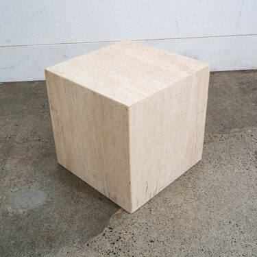 Mid Century Modern Side Table Square Travertine Stone White End Nightstand Mcm