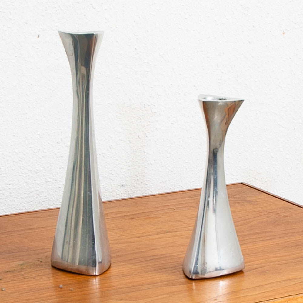 Mid Century Modern Nambe Candle Holders Set Two Made from Nambé Alloy Vintage Mcm - Image 3