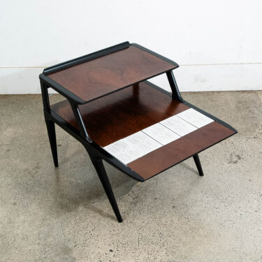 Mid Century Modern Side Table Lane Cosmopolitan Tile Rosewood Wood Black Step Up