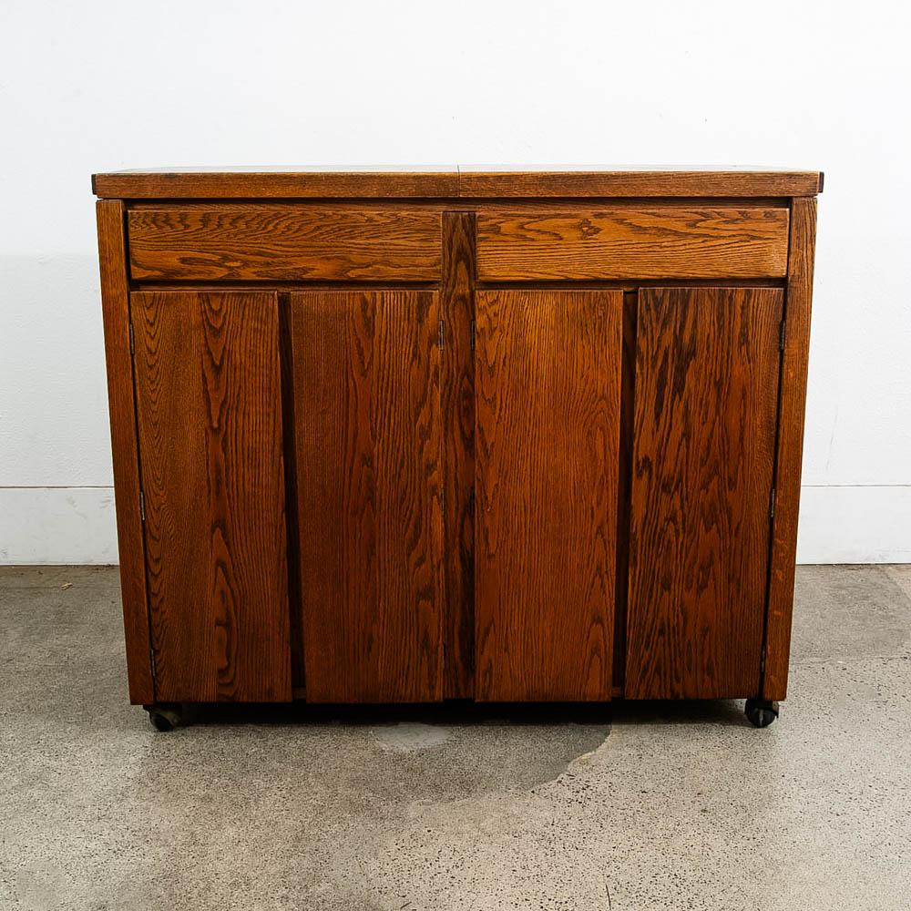 Mid Century Modern Bar Cart Cabinet Conant Ball Expanding Top Storage Rolling - Image 2