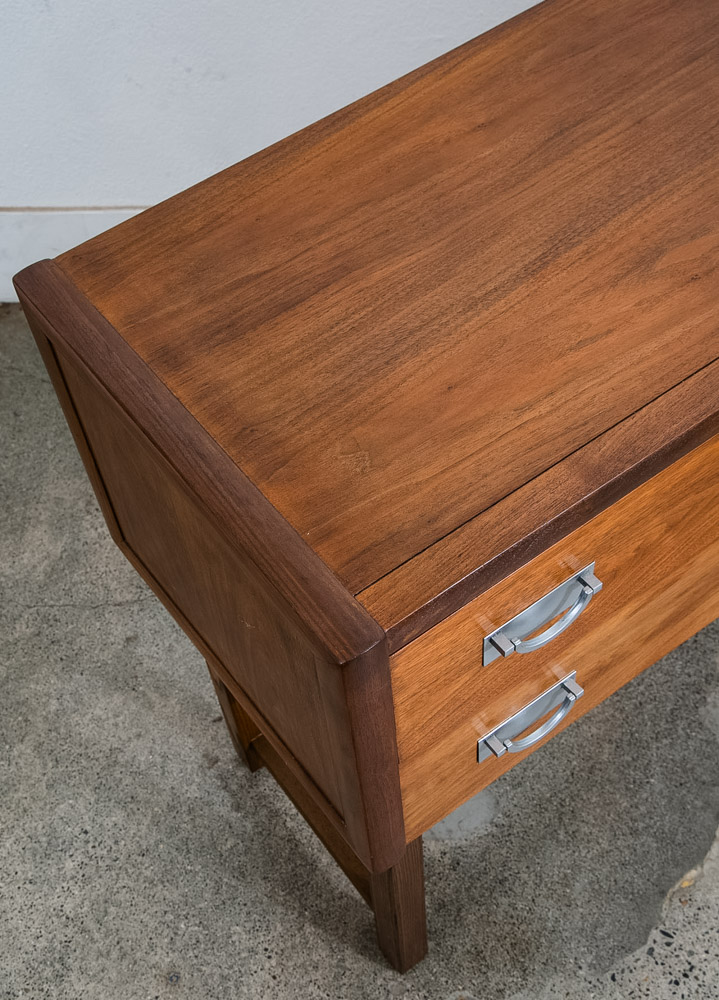 Mid Century Modern Cabinet Dresser 2 Drawer Walnut Chest Danish Tung Si Vintage - Image 7