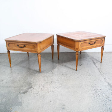 Mid Century Modern Nightstands End Side Tables Cherry Brass Single Drawer Mcm