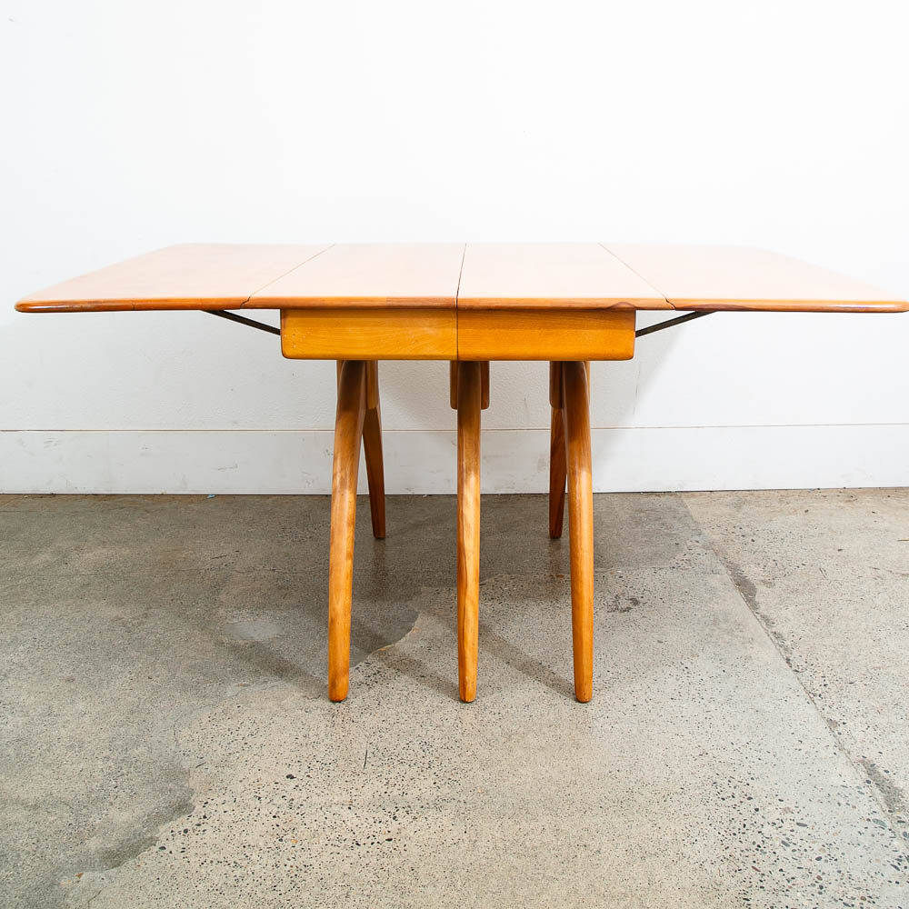 Mid Century Modern Dining Table Solid Wood Wishbone Drop Heywood Wakefield Leaf - Image 3
