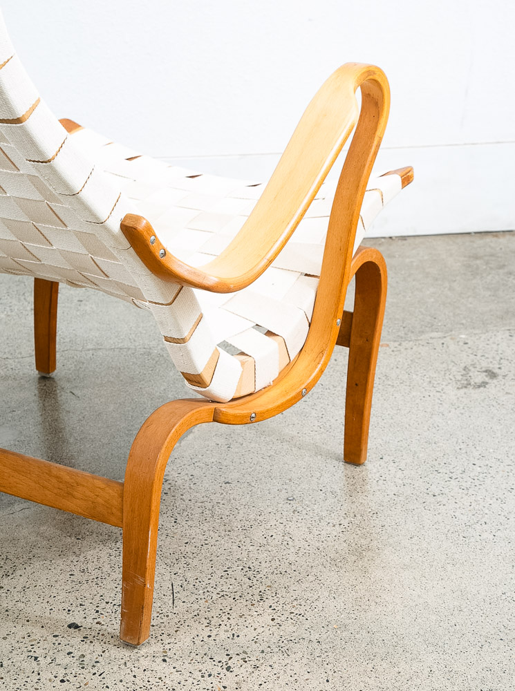 Mid Century Danish Modern Lounge Chairs Dux Bruno Mathsson Pernilla Canvas White - Image 12