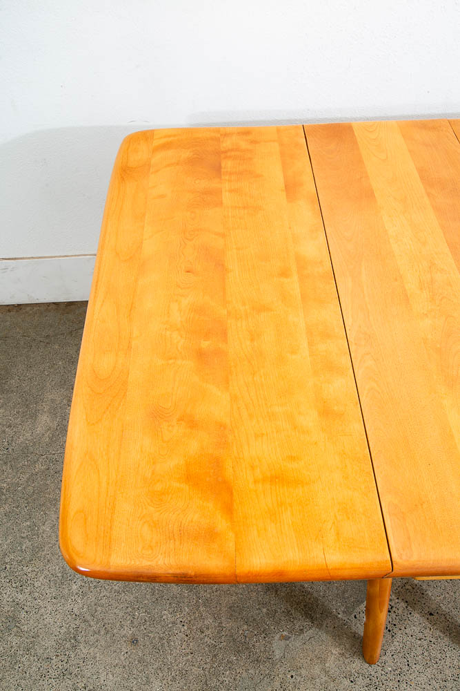 Mid Century Modern Dining Table Solid Wood Wishbone Drop Heywood Wakefield Leaf - Image 8