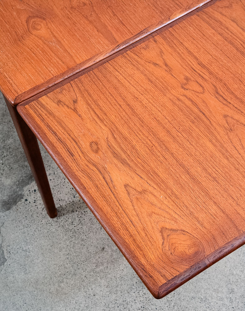 Mid Century Danish Modern Dining Table Denmark Teak Wood Extension Draw Leaf NM - Image 11