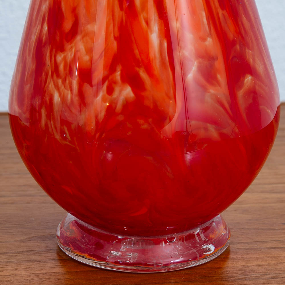Mid Century Modern Kenneth Marin Handblown Art Glass Vase Orange Amber Tall Round - Image 7