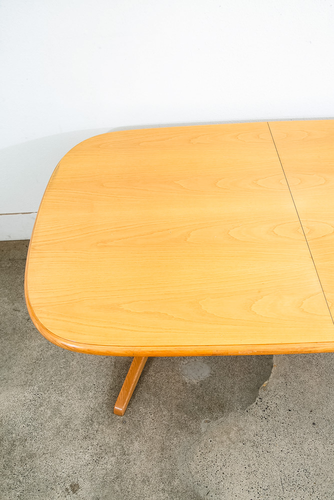 Mid Century Modern Dining Table Rectangular Rounded Blonde Mahogany Vintage Mcm - Image 7