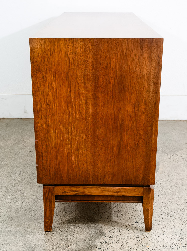 Mid Century Modern Dresser Credenza 3 Drawer Drexel Pinnacle Mcm Walnut Cabinet - Image 6