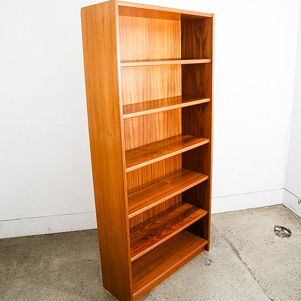 Mid Century Danish Modern Bookshelf Tall Teak Wood Shelving 6 Shelf 36" Wide Mcm - Image 7