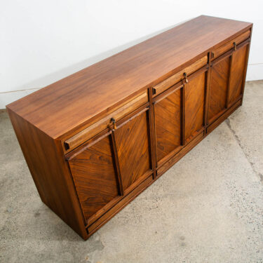 Mid Century Modern Credenza Sideboard American Martinsville Walnut 6 Drawer Mcm