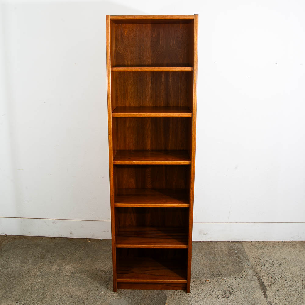 Mid Century Danish Modern Bookshelf Tall Teak Wood Shelving 6 Shelf Compact 22" - Image 2