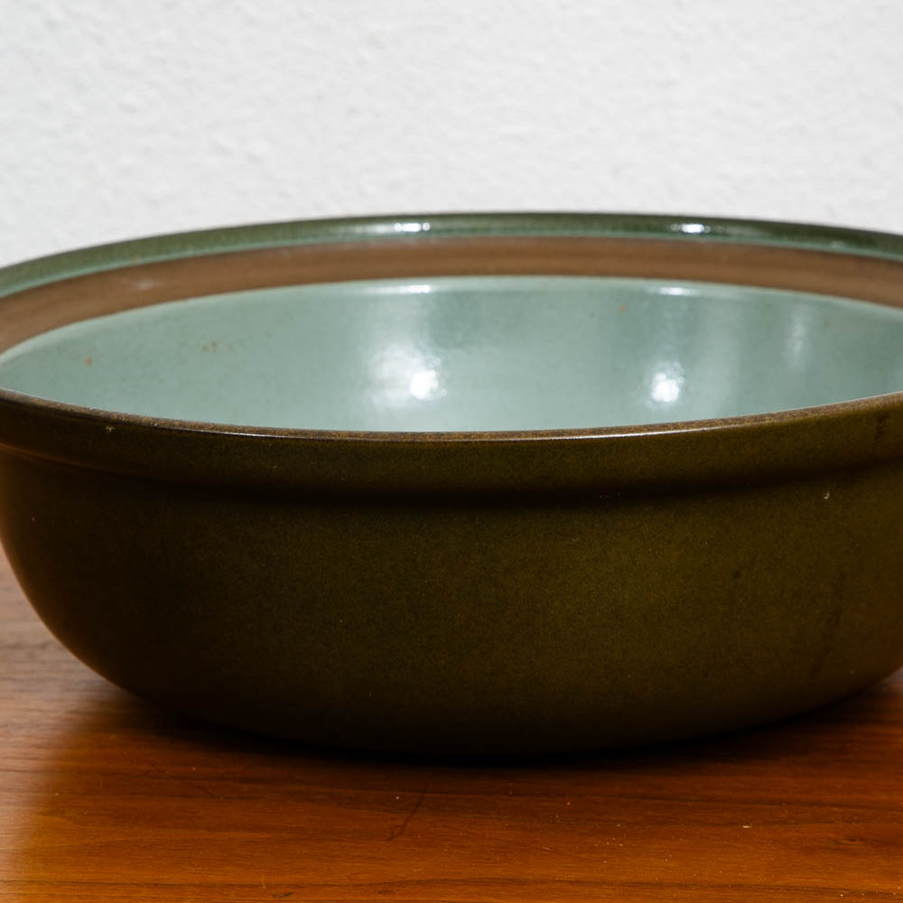 Mid Century Modern Large Round Bowl Heath Ceramics Green Teal Brown Round Mcm - Image 3