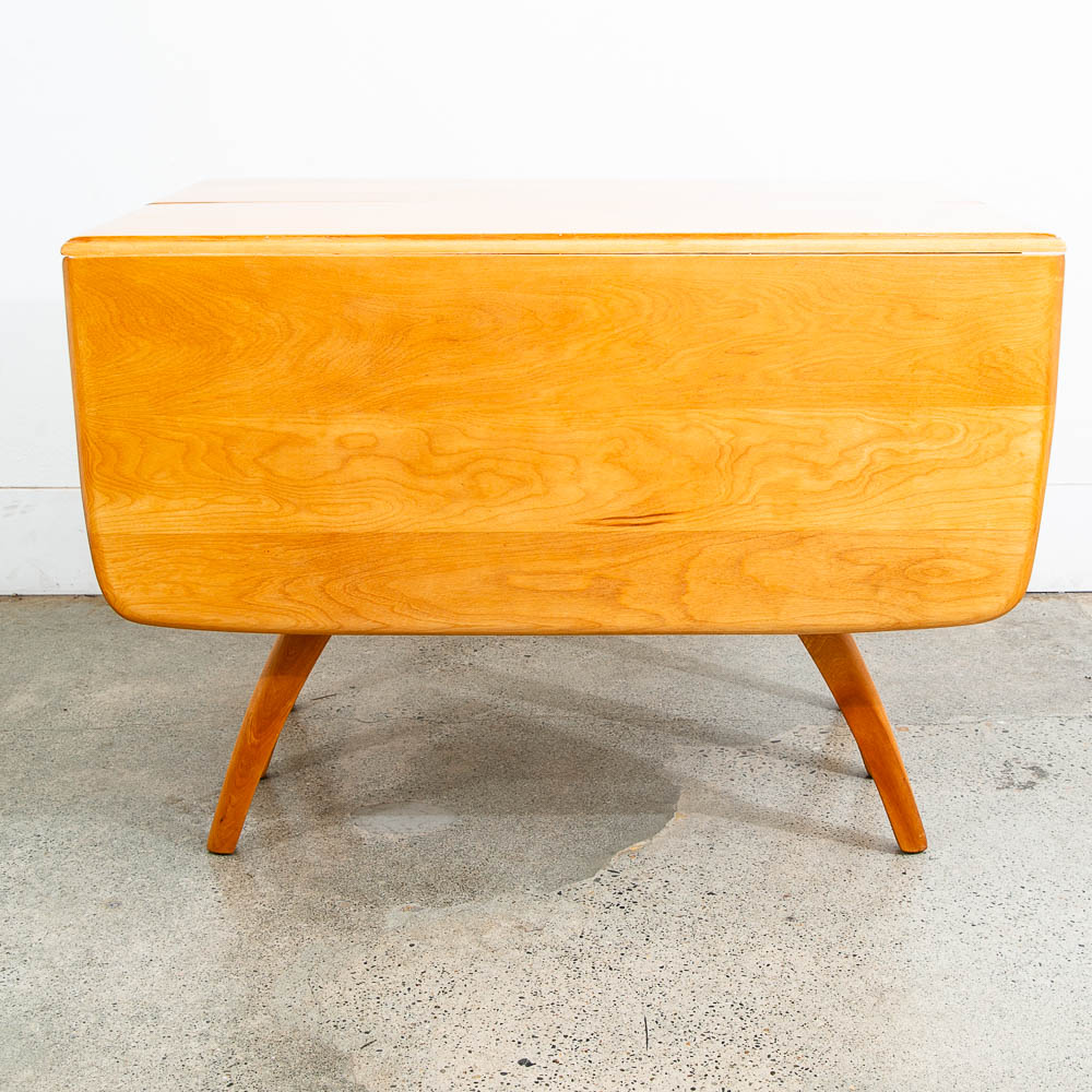 Mid Century Modern Dining Table Solid Wood Wishbone Drop Heywood Wakefield Leaf - Image 4