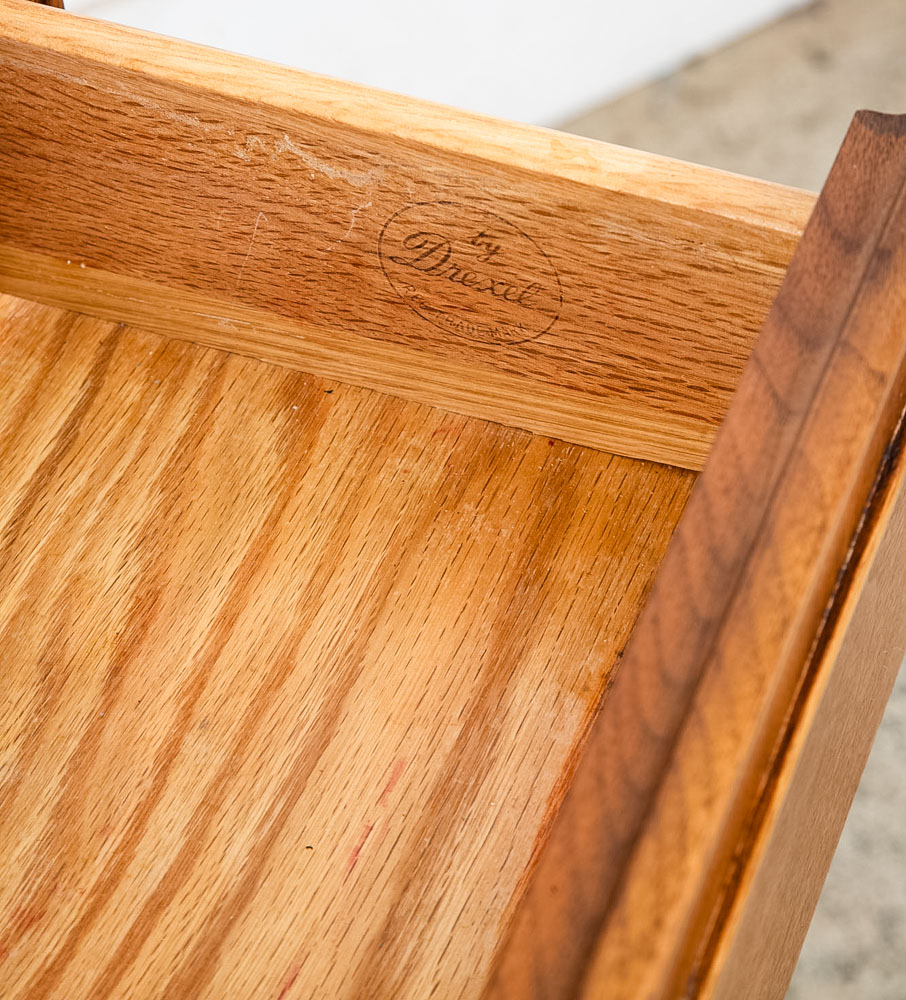 Mid Century Modern Dresser Credenza 3 Drawer Drexel Pinnacle Mcm Walnut Cabinet - Image 11