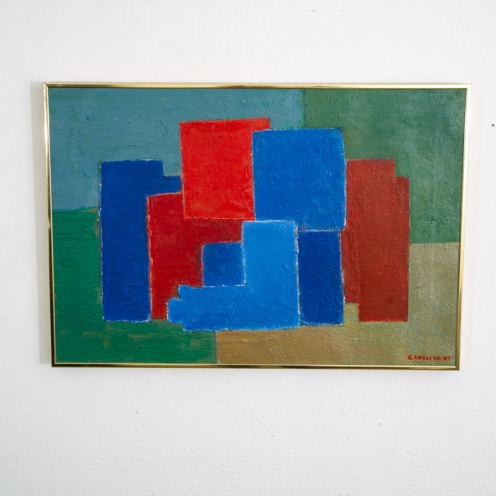 Mid Century Modern Oil Painting George Constant Abstract Art Original Signed '75