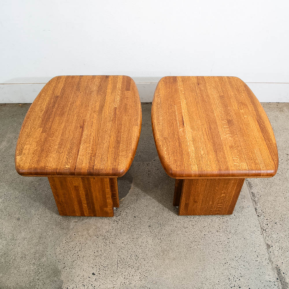 Mid Century Modern Side Tables Solid Oak Rectangular Butcher Block Coffee End - Image 10
